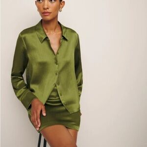 Reformation Olive Green Mini Skirt